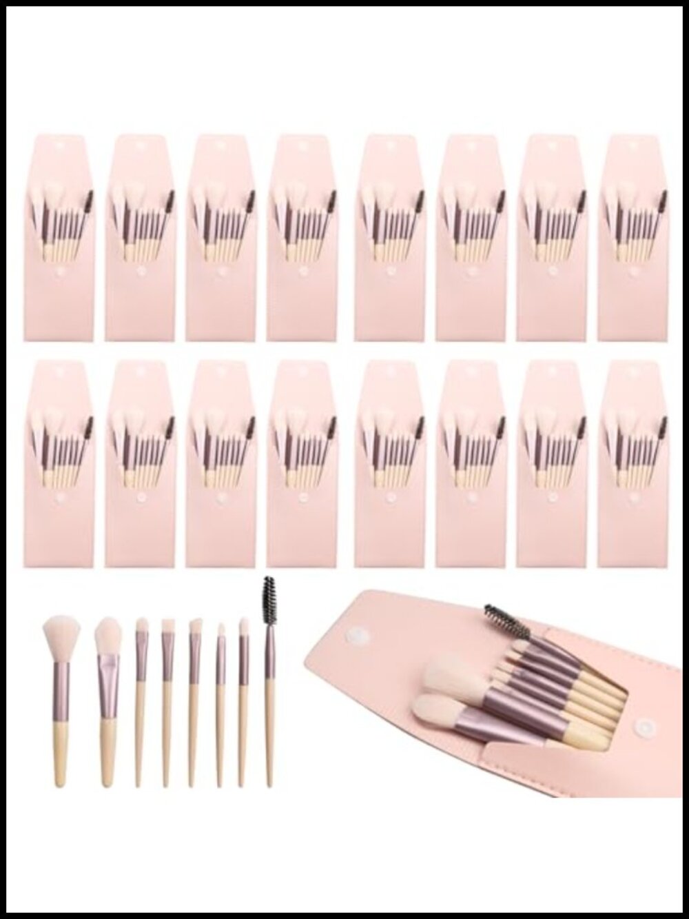 16 Sets Travel Makeup Brush Set Synthetic Fiber Face Foundation Brushes With